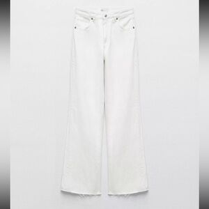 Zara high rise wide leg white jeans